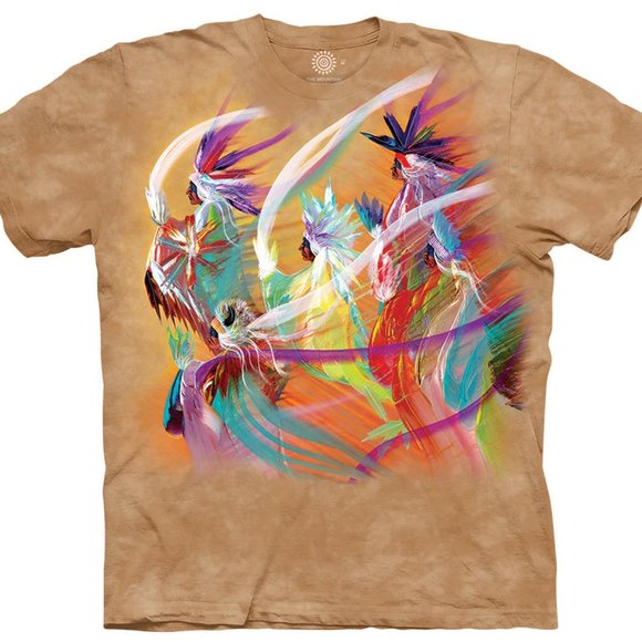 Native American Indian Rainbow Dance Spirited Feathers Chief Mountain Shirt S-3X - Picture 1 of 4